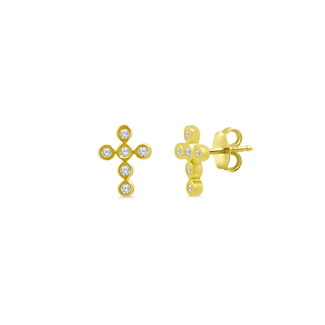 Diamond Bezel Cross Studs