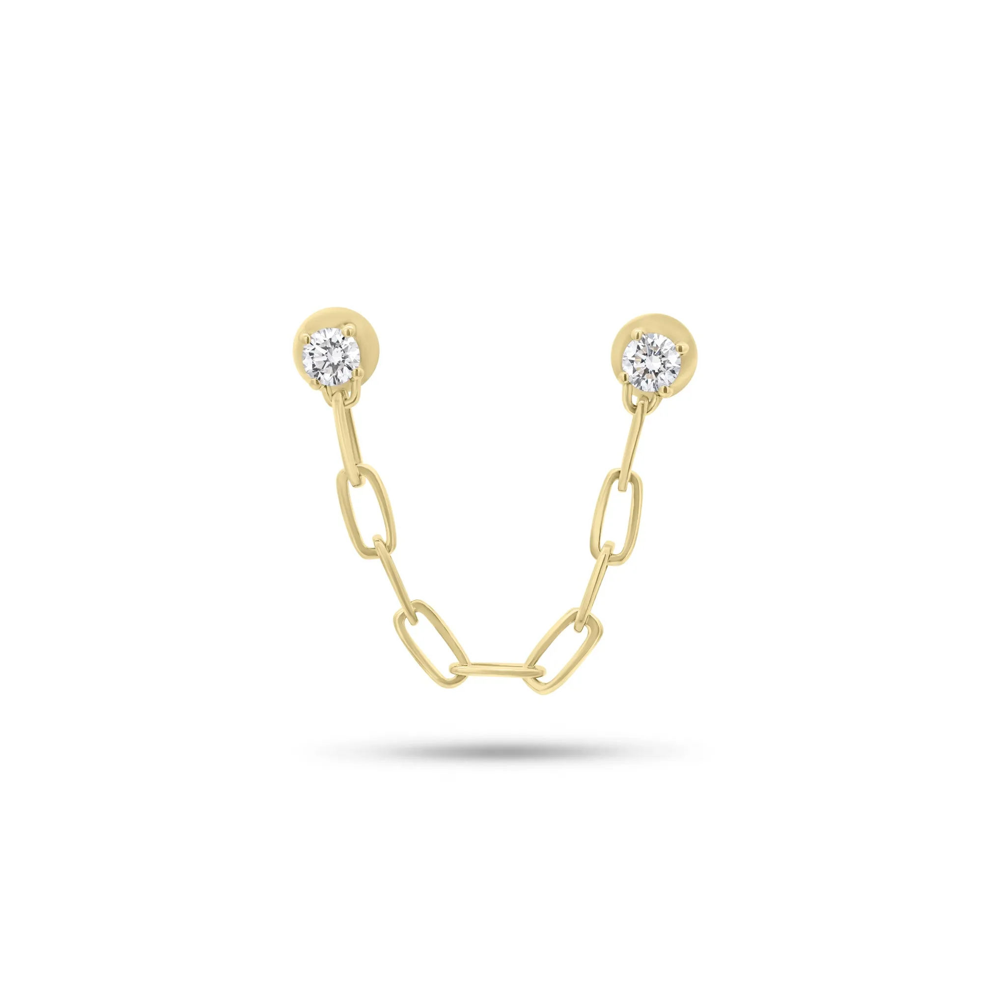 Diamond Double Stud Paperclip Chain Earring