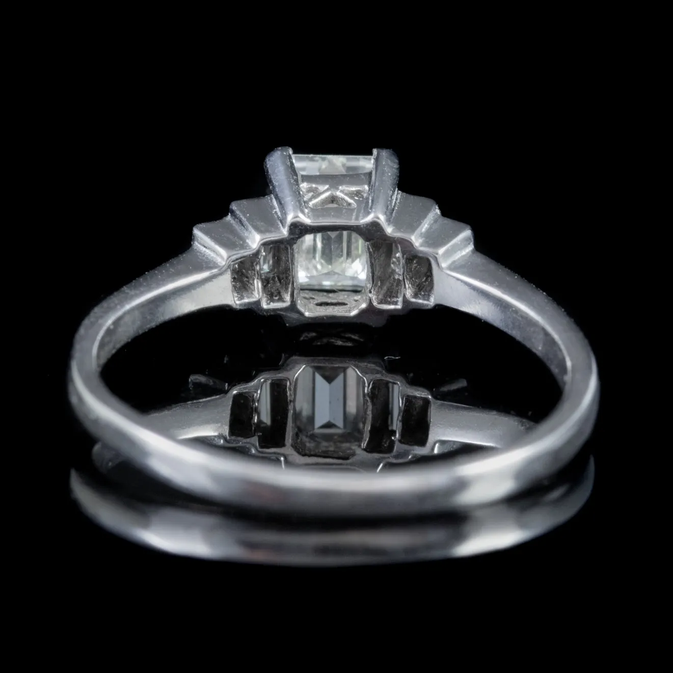 Diamond Engagement Ring Platinum 1Ct Emerald Cut Diamond Cert