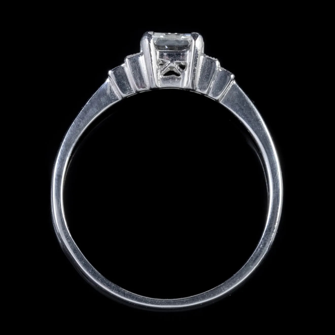 Diamond Engagement Ring Platinum 1Ct Emerald Cut Diamond Cert