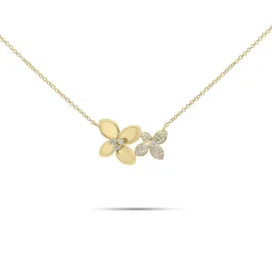 Diamond Flower Duo Pendant Necklace