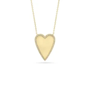 Diamond-Framed Elongated Heart Pendant