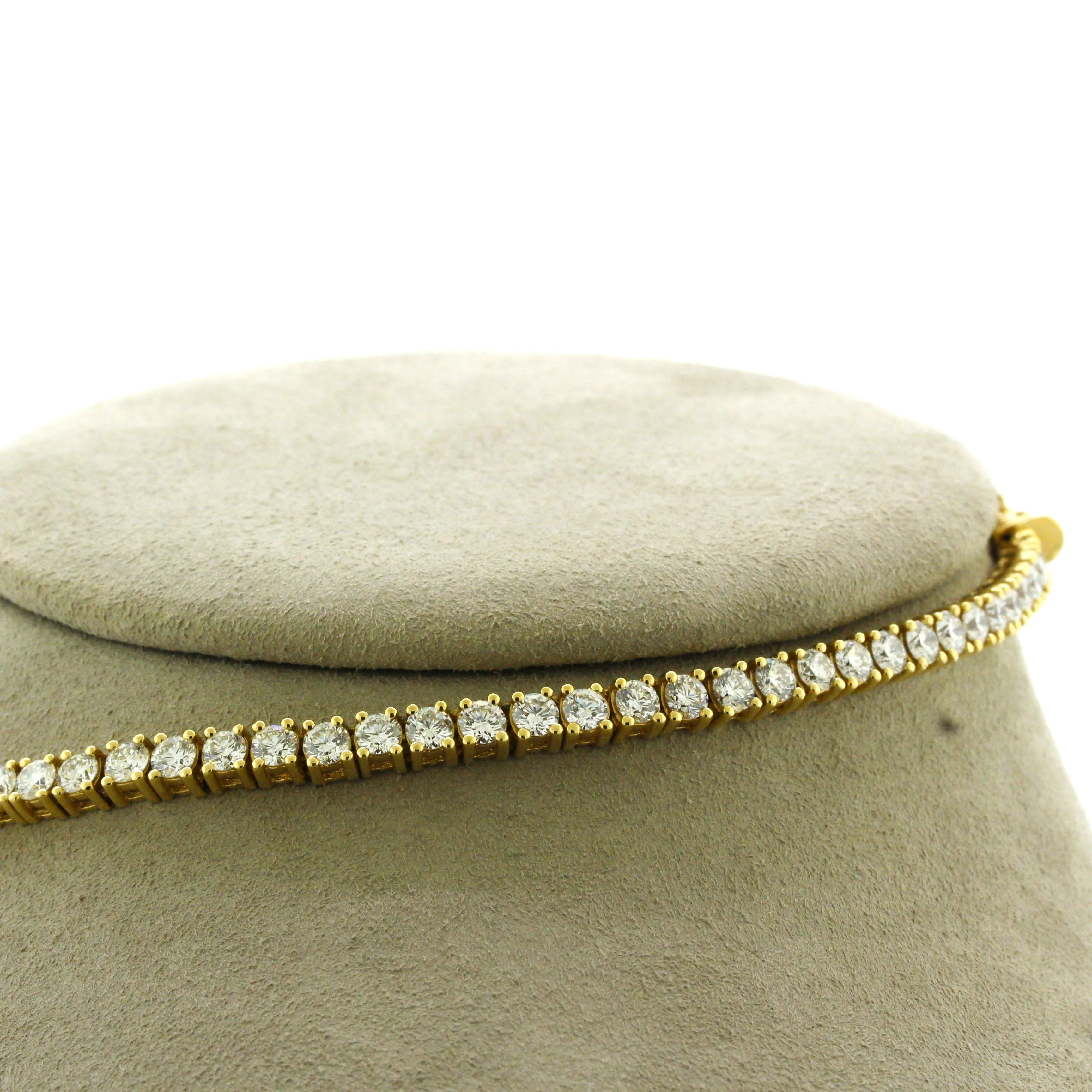 Diamond Gold Choker Tennis Necklace, 13 inches