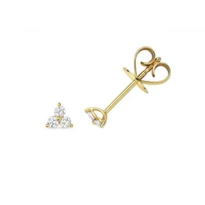 Diamond Jewellery 18ct Gold Diamond Three Stone Studs EDQ357