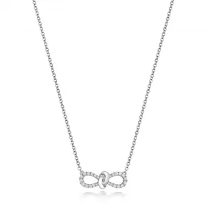 Diamond Jewellery 18ct White Gold Diamond Bow Necklace NDQ121W