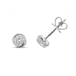 Diamond Jewellery 18CT White Gold Diamond Swirl Earring Studs EDQ318W