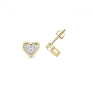 Diamond Jewellery 9ct Gold Diamond Heart Studs ED125