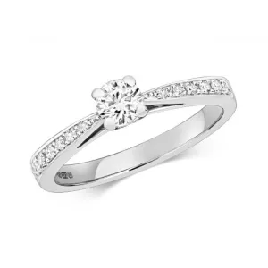 Diamond Jewellery 9ct Solitaire Set Shoulders White Gold Rings RD624W