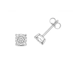 Diamond Jewellery 9ct White Gold 1.50ct Look Earrings ED188W