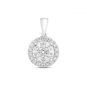 Diamond Jewellery 9ct White Gold Diamond Brilliant Halo Pendant PDQ149W