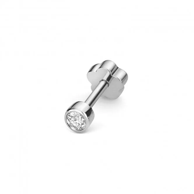 Diamond Jewellery 9ct White Gold Diamond Cartilage Rubover Single Stud ED907W