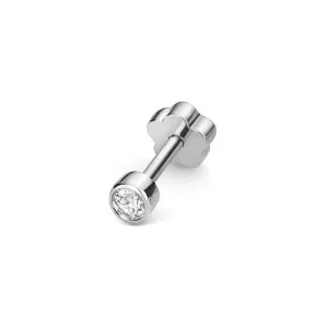 Diamond Jewellery 9ct White Gold Diamond Cartilage Rubover Single Stud ED907W