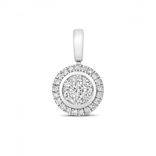 Diamond Jewellery 9ct White Gold Diamond Cluster Round Pendant PD162W