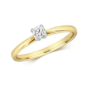 Diamond Jewellery 9k Gold 0.25CT Diamond 4-Claw Solitaire Ring RD614