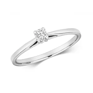 Diamond Jewellery 9k White Gold 0.10CT Diamond Solitaire Ring RD612W