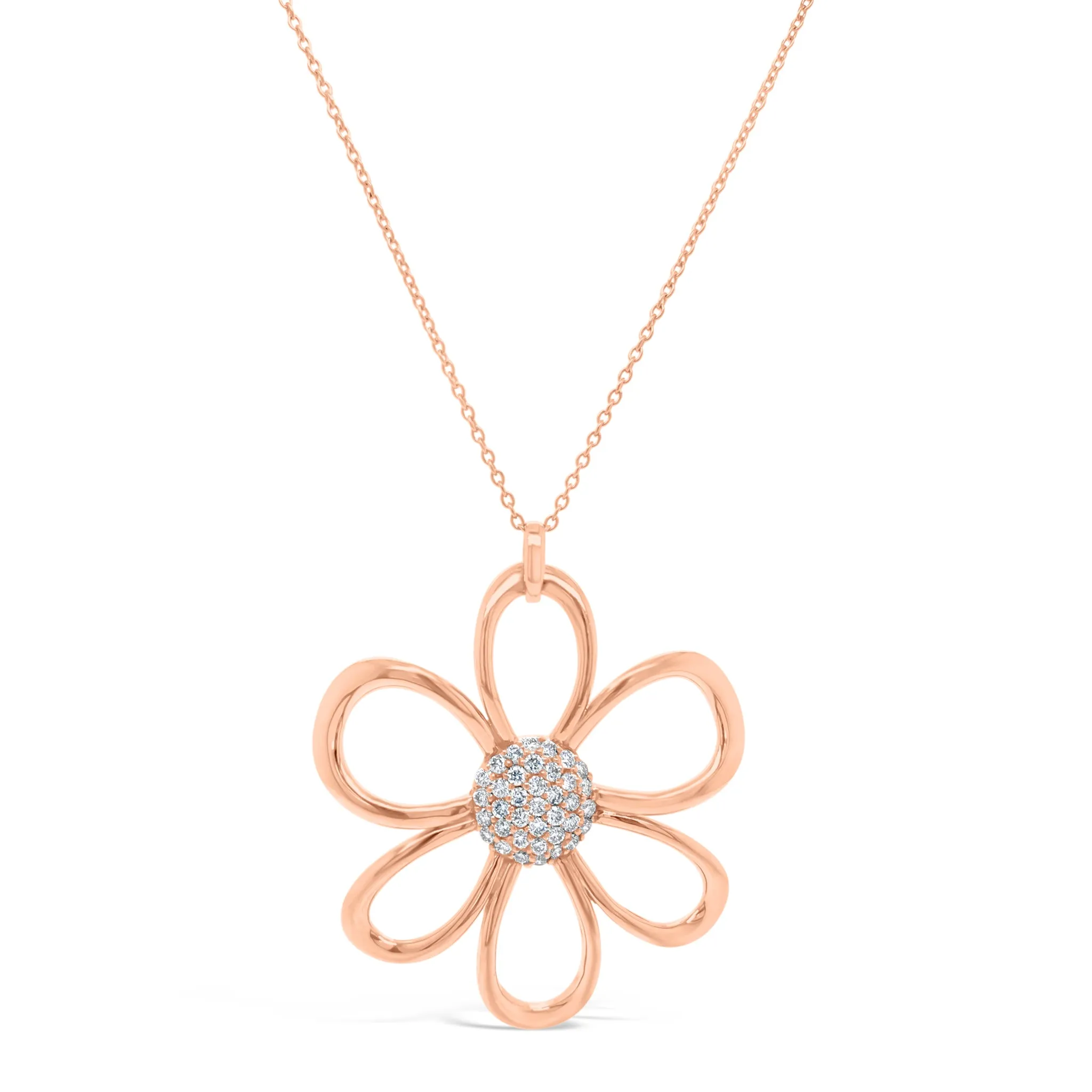 Diamond Open Daisy Pendant Necklace