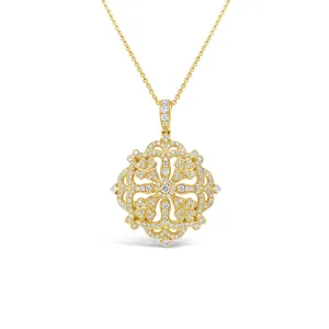 Diamond Pave Large Floral Amulet Pendant