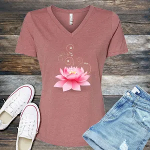 Diamond Pink Lotus V-Neck