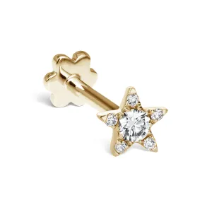 Diamond Star Earring by Maria Tash in 14K Yellow Gold. Flat Stud.