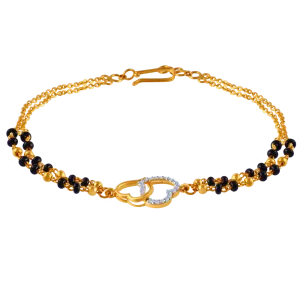 Diamond Studded 18k Love Shaped Mangalsutra Bracelet