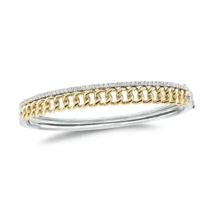 Diamond Two-Tone Curb Chain Bangle Bracelet