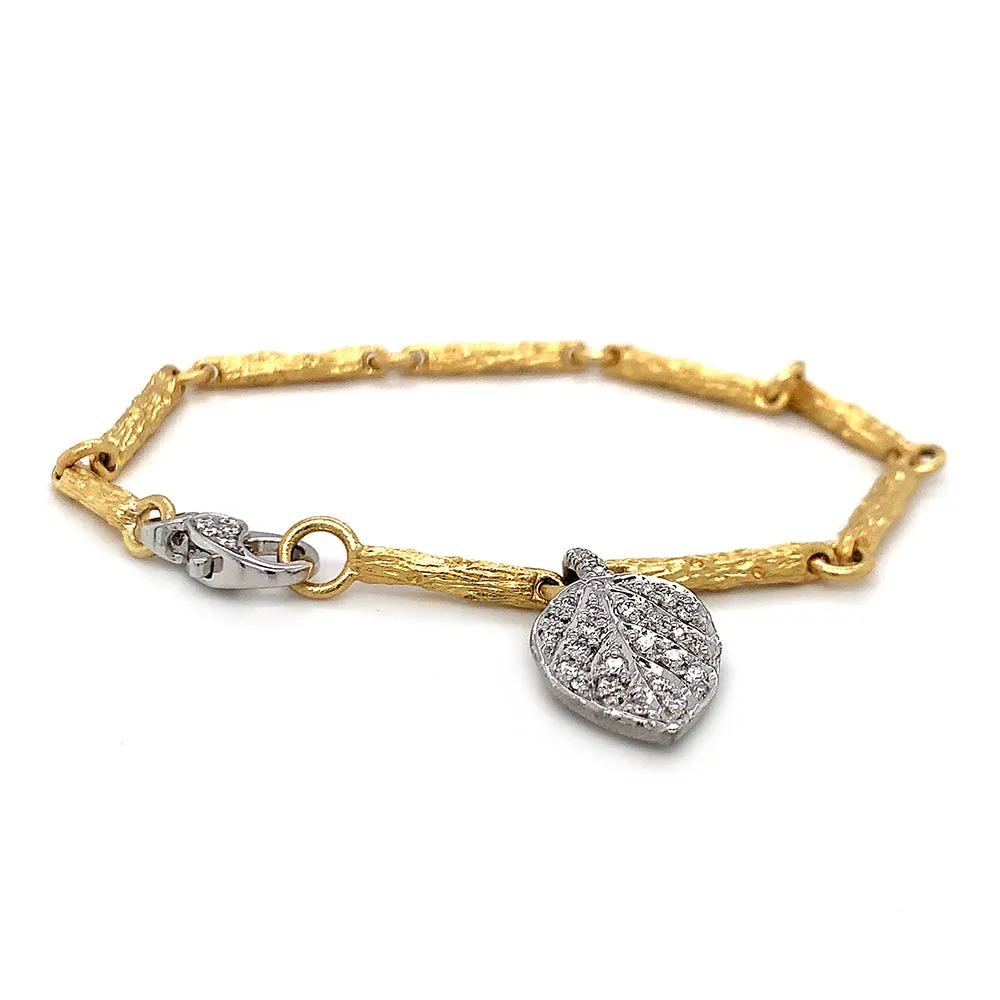 Diamond Yellow & White Gold Link Bracelet - "Aspen Branch"