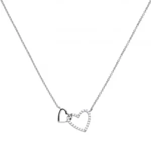 Diamonfire Silver White Zirconia Two Hearts Necklace N4249