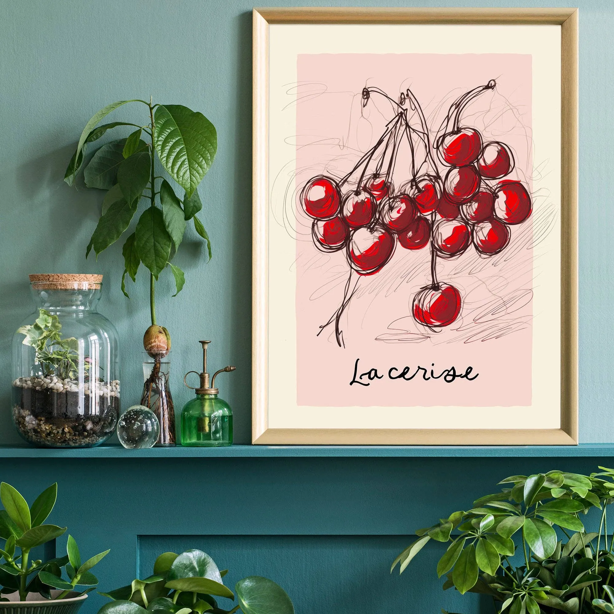 Dibujo abstracto La Cerise Cherries: 19 ¾ x 27 ½ in | 50x70 cm / Mate