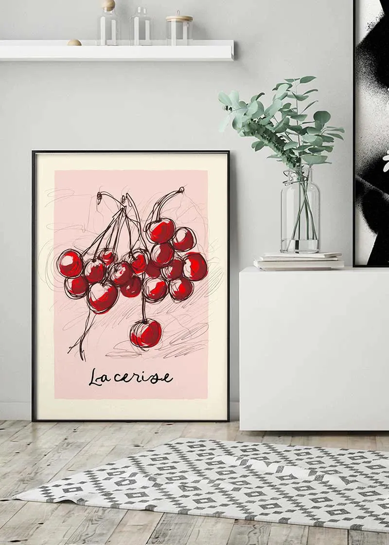 Dibujo abstracto La Cerise Cherries: 19 ¾ x 27 ½ in | 50x70 cm / Mate