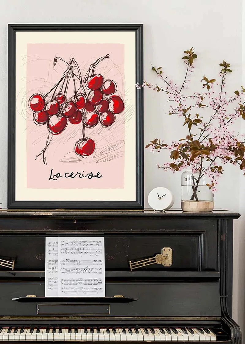 Dibujo abstracto La Cerise Cherries: 19 ¾ x 27 ½ in | 50x70 cm / Mate