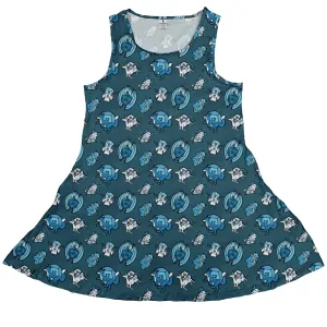 Dice Critters Blue Monochrome Dress