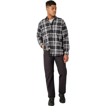 Dickies Men's Long Sleeve Loose Flannel Flex Shirt color Black Gray Multi Plaid