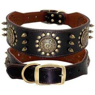 Didog Real Leather Spike-studded Dog Collar