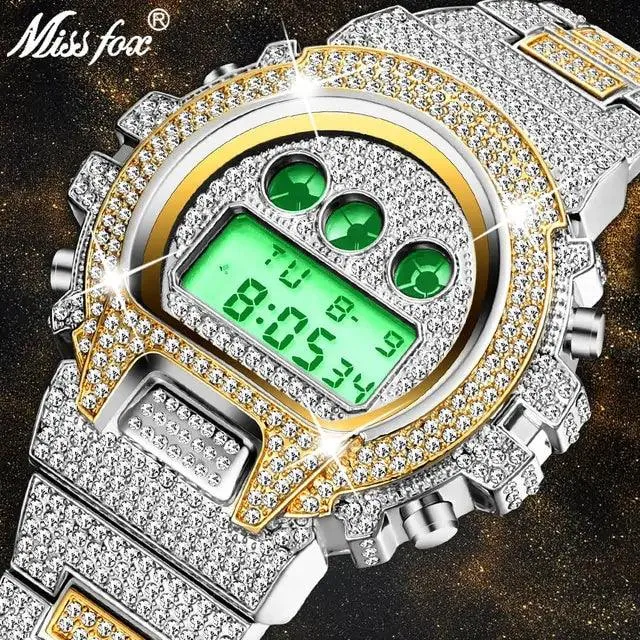 Digital Diamond Quartz Wristwatches