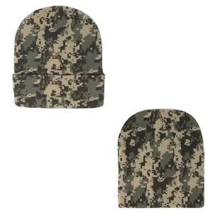 Digital Pixel Camo Camouflage Warm Winter Beanies Hats Caps Long Or Short