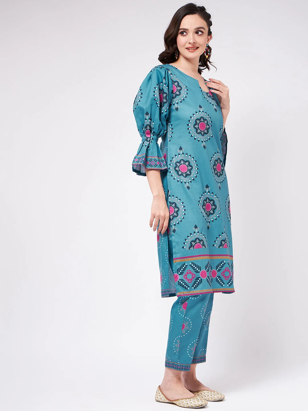 Digital Printed Stylish Kurta With Matching Pants