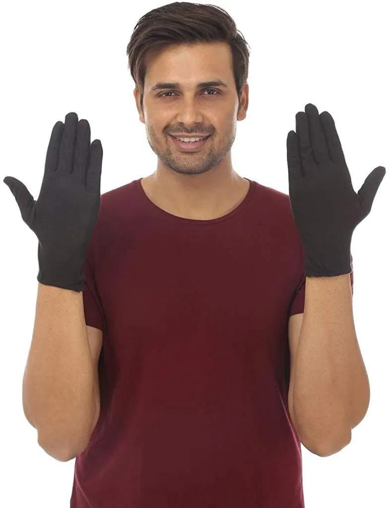 DIGITAL SHOPEE Men's Cotton Protective Gloves for Protection from Heat/Pollution/Sun Burns Free Size - (Black)