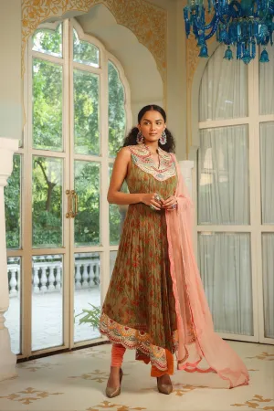 Dilruba bageecha ruched anarkali bejewelled gotapatti neckline