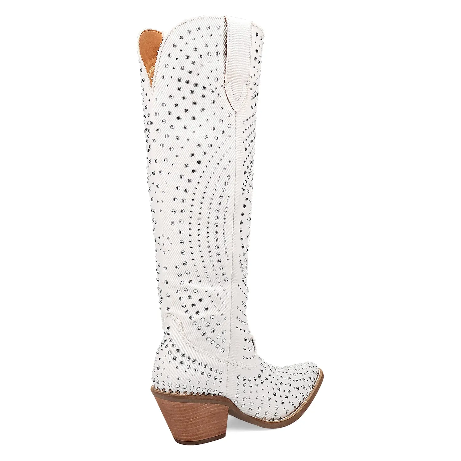 Dingo Womens Honkytonk Honey White Denim Cowboy Boots