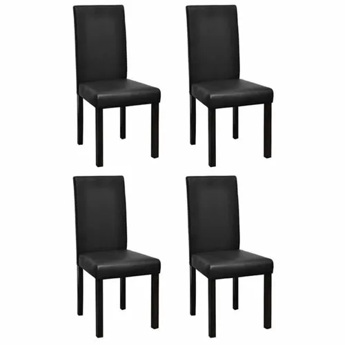 Dining Chairs Sets Black Faux Leather