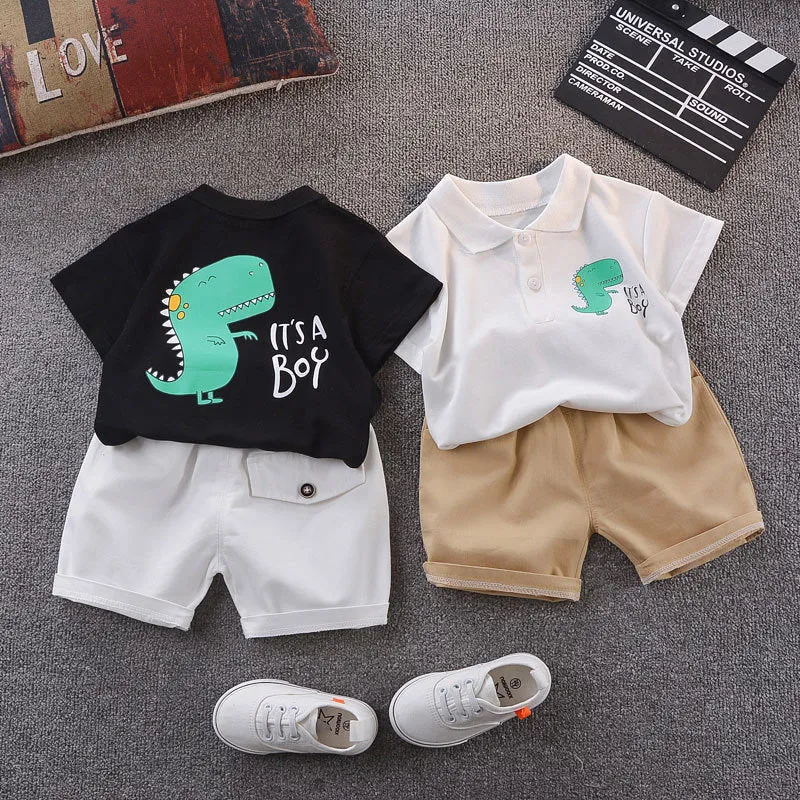 Dinosaur Short-sleeved T-shirt Boy Cartoon Two-piece Suit