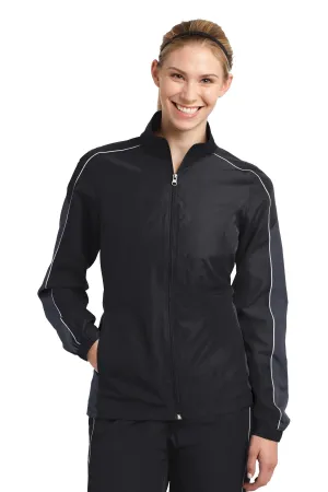 DISCONTINUED  Sport-Tek ®  Ladies Piped Colorblock Wind Jacket. LST61