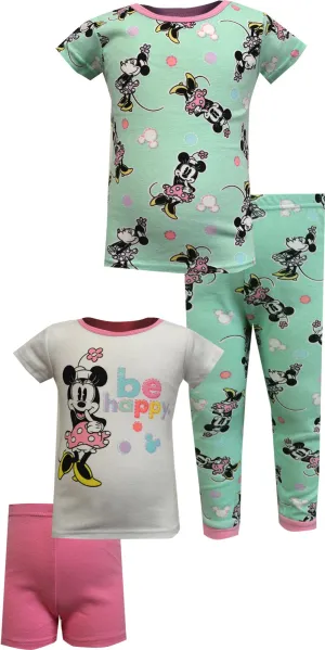 Disney Jr Minnie Mouse Be Happy 4 Pc Cotton Toddler Pajamas