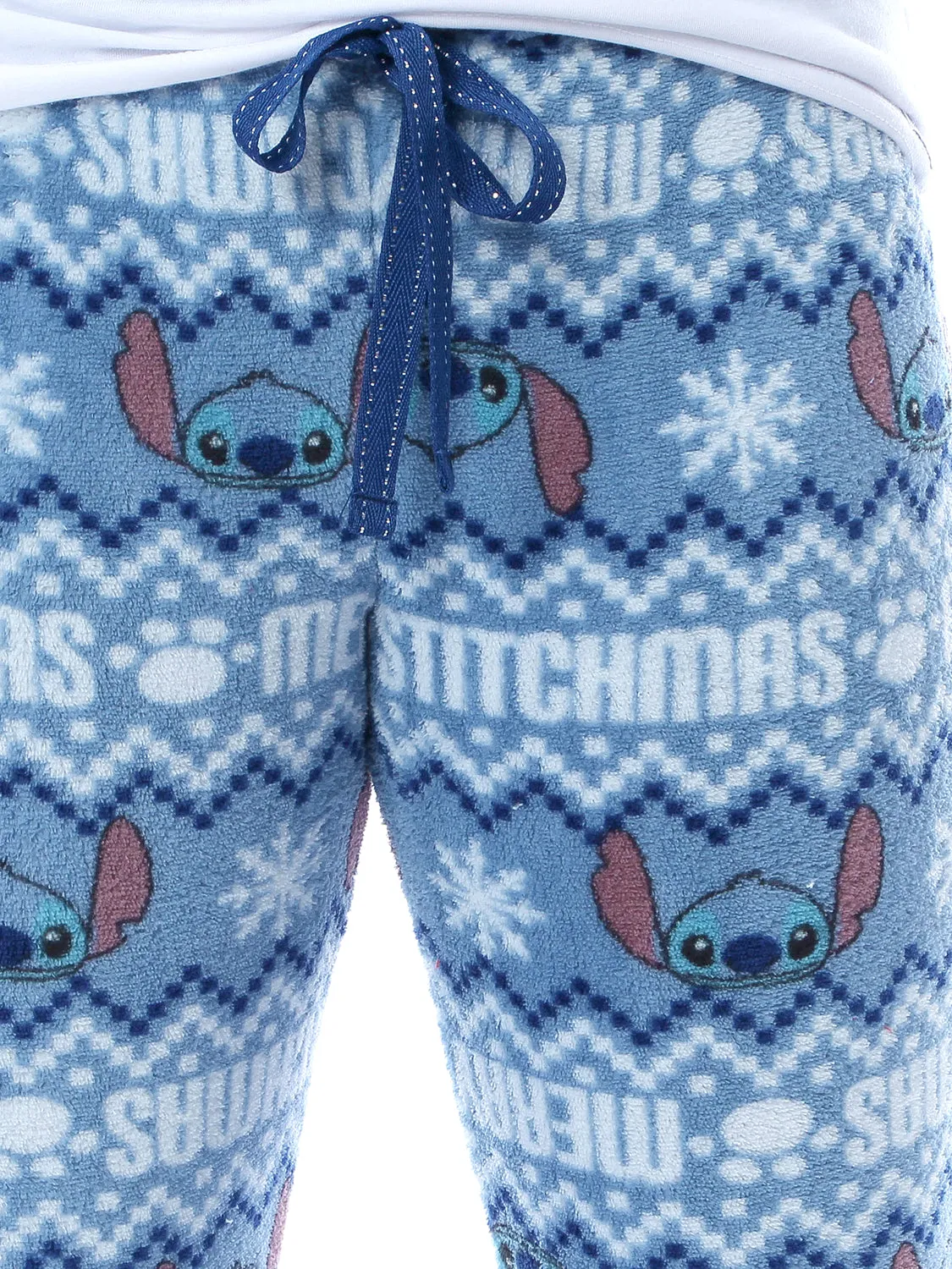 Disney Lilo And Stitch Juniors' Merry Stitchmas Plush Fleece Pajama Pants MD