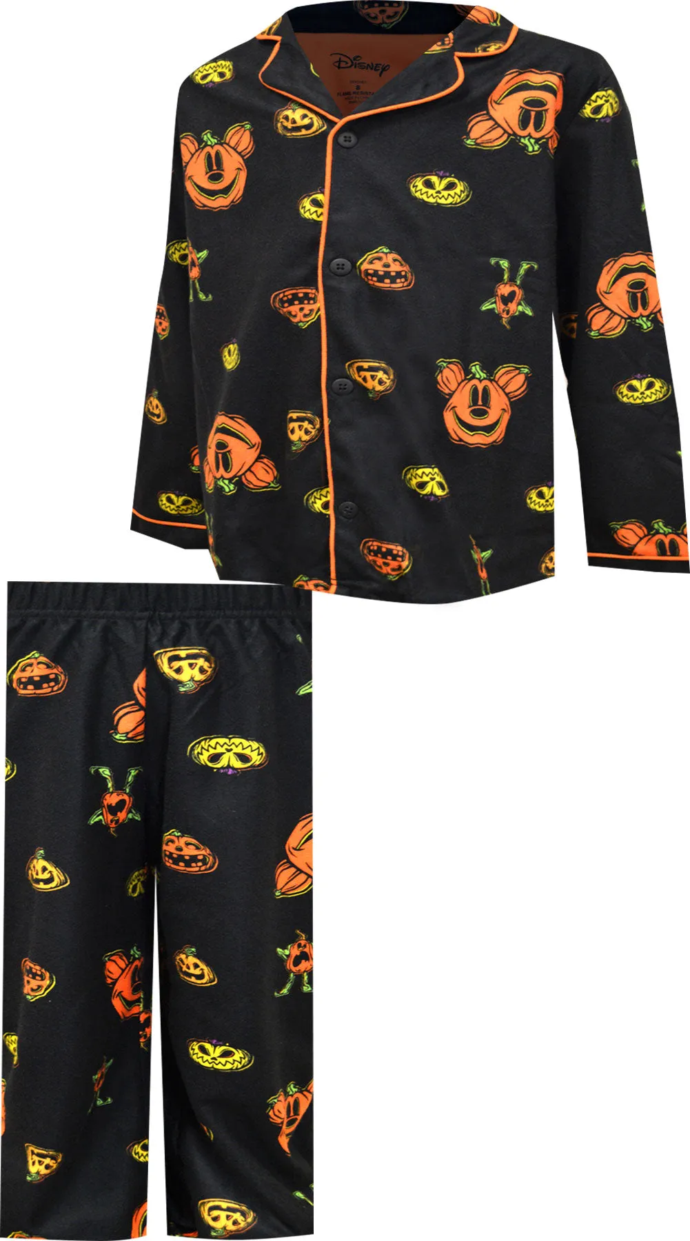 Disney Mickey Mouse Halloween Flannel Kids Pajamas