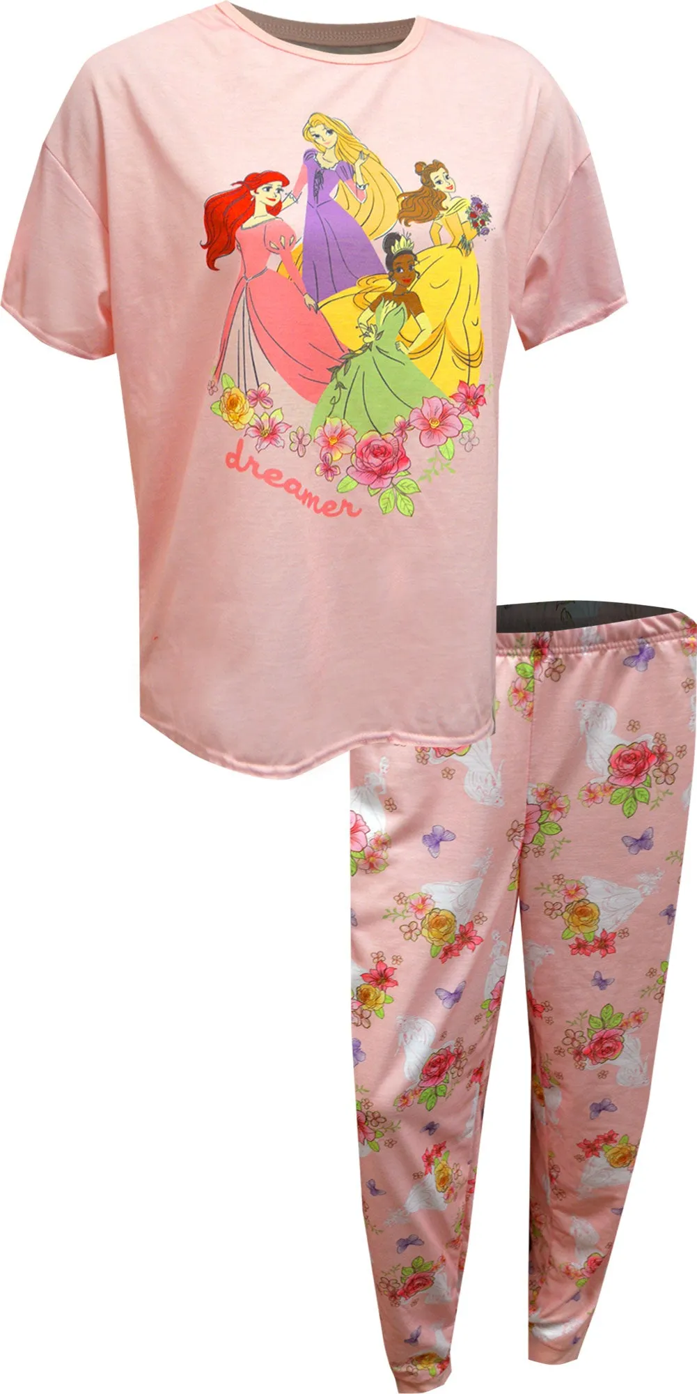 Disney Princesses Ariel Tiana Belle Rapunzel Dreamer Pajama Set