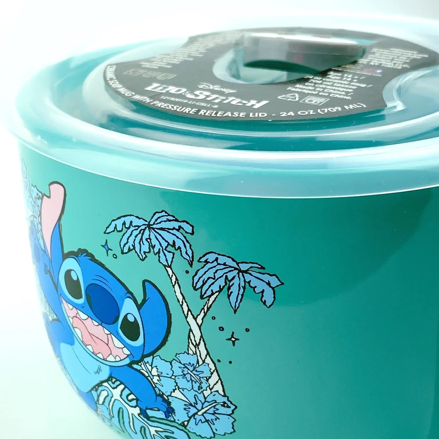 Disney Stitch Ceramic Soup Mug with Pressure Release Lid 24 OZ