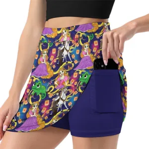 Disney Tangled Rapunzel At Last I See The Light Athletic A-Line Skirt With Pocket Solid Shorts