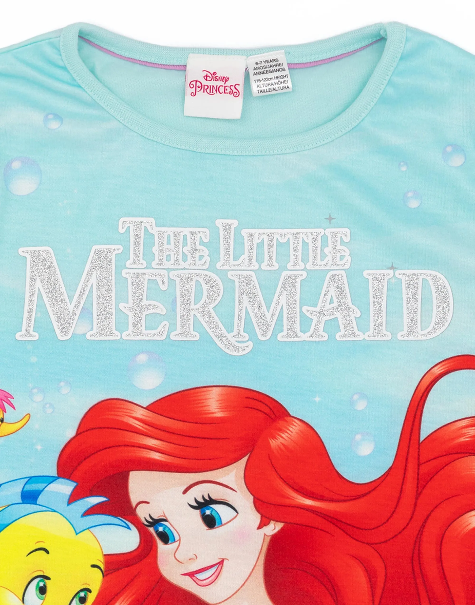 Disney The Little Mermaid Girls Blue Ariel T-Shirt and Shorts Pyjama Set