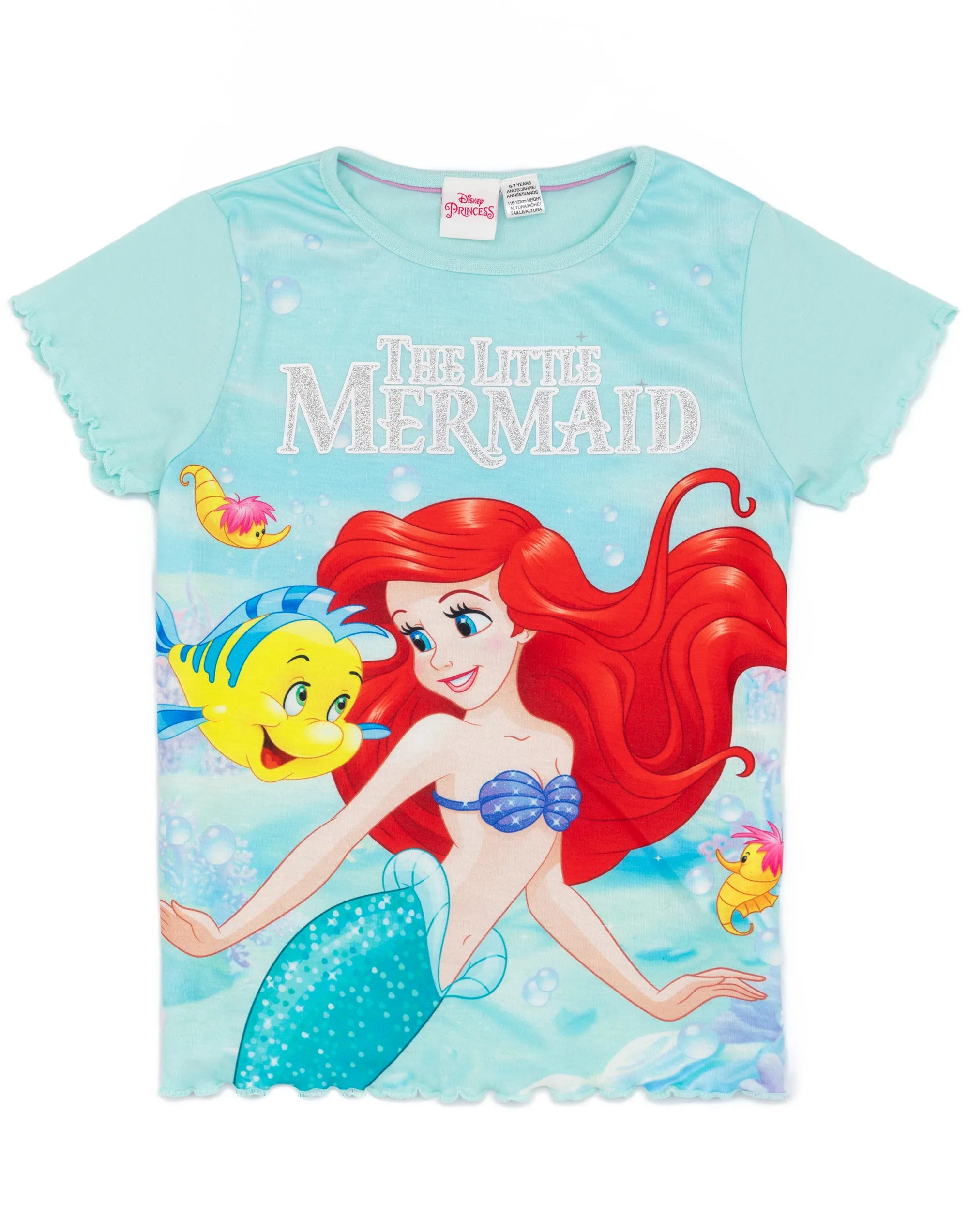 Disney The Little Mermaid Girls Blue Ariel T-Shirt and Shorts Pyjama Set